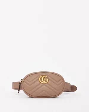 Gucci Beige Matelassé Leather GG Marmont Belt Bag - 85/34