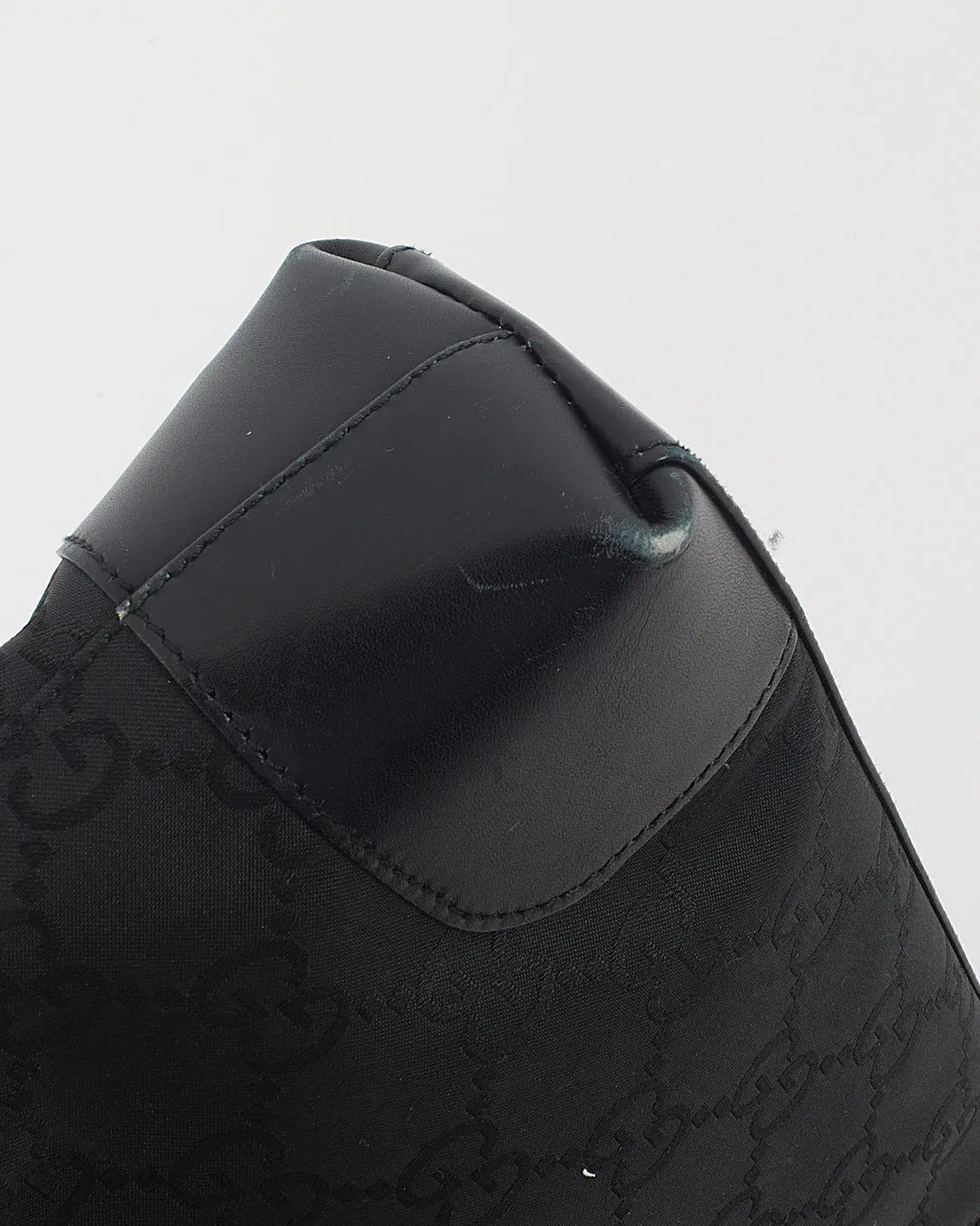 Gucci Black GG Canvas Leather Trim Shoulder Bag