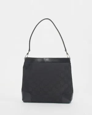 Gucci Black GG Canvas Leather Trim Shoulder Bag