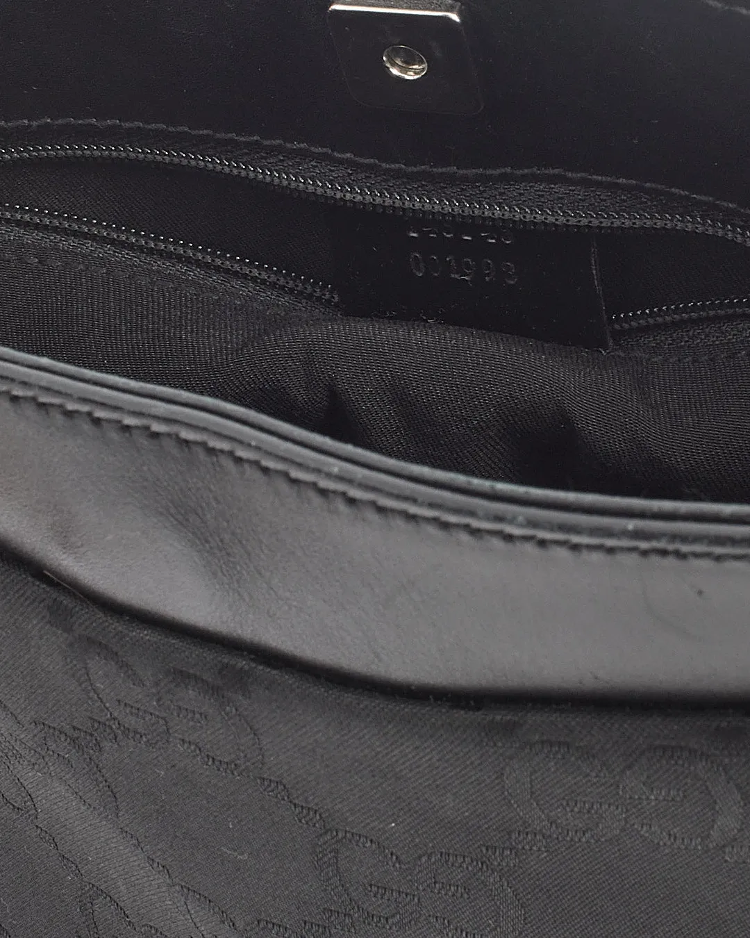 Gucci Black GG Canvas Leather Trim Shoulder Bag