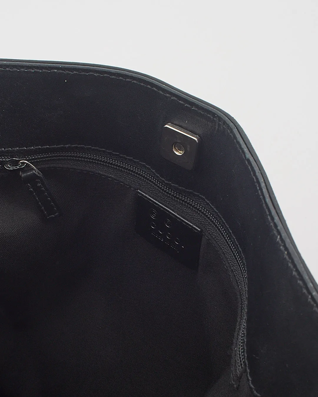Gucci Black GG Canvas Leather Trim Shoulder Bag