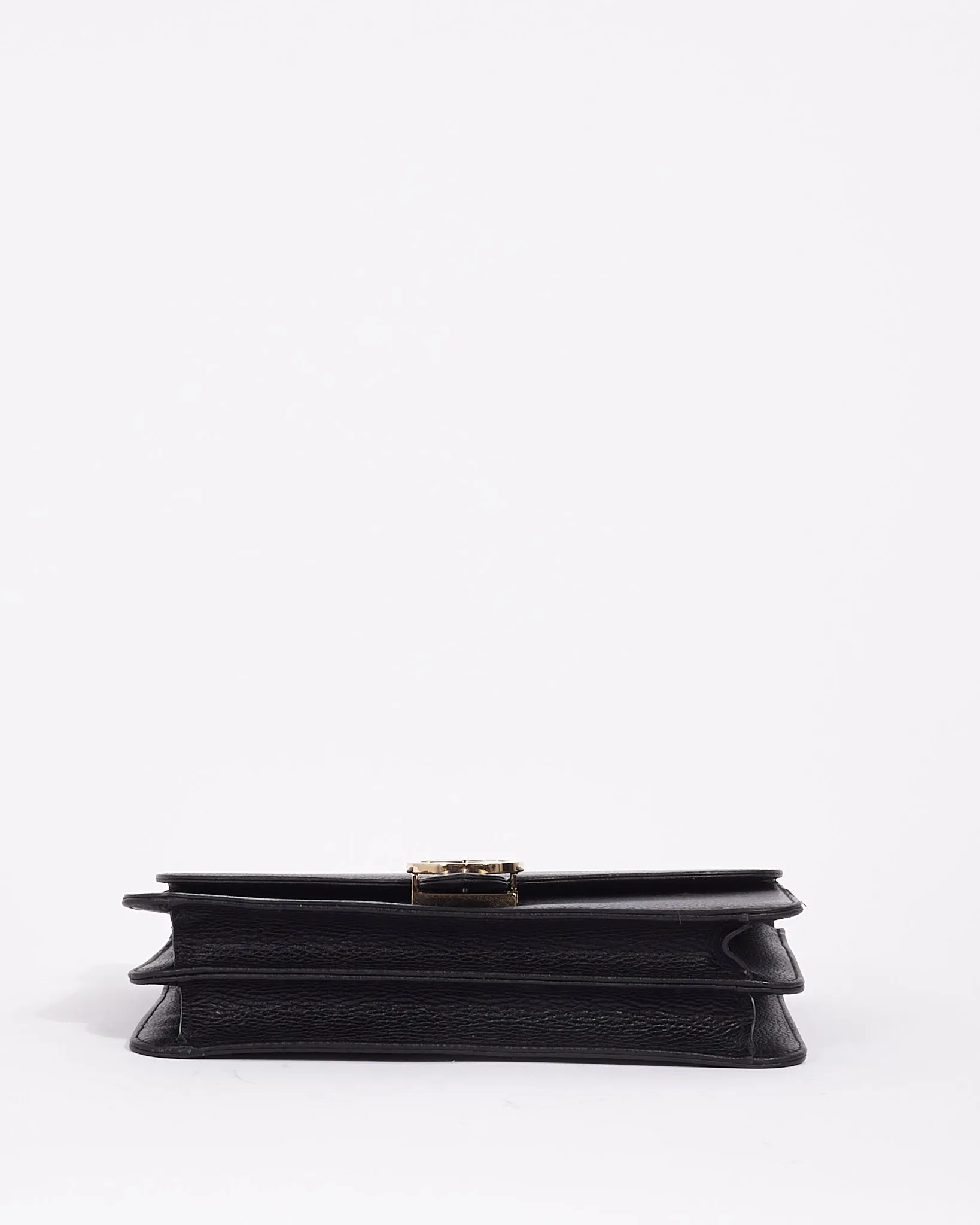 Gucci Black Leather Interlocking G Dollar Flap Shoulder Bag
