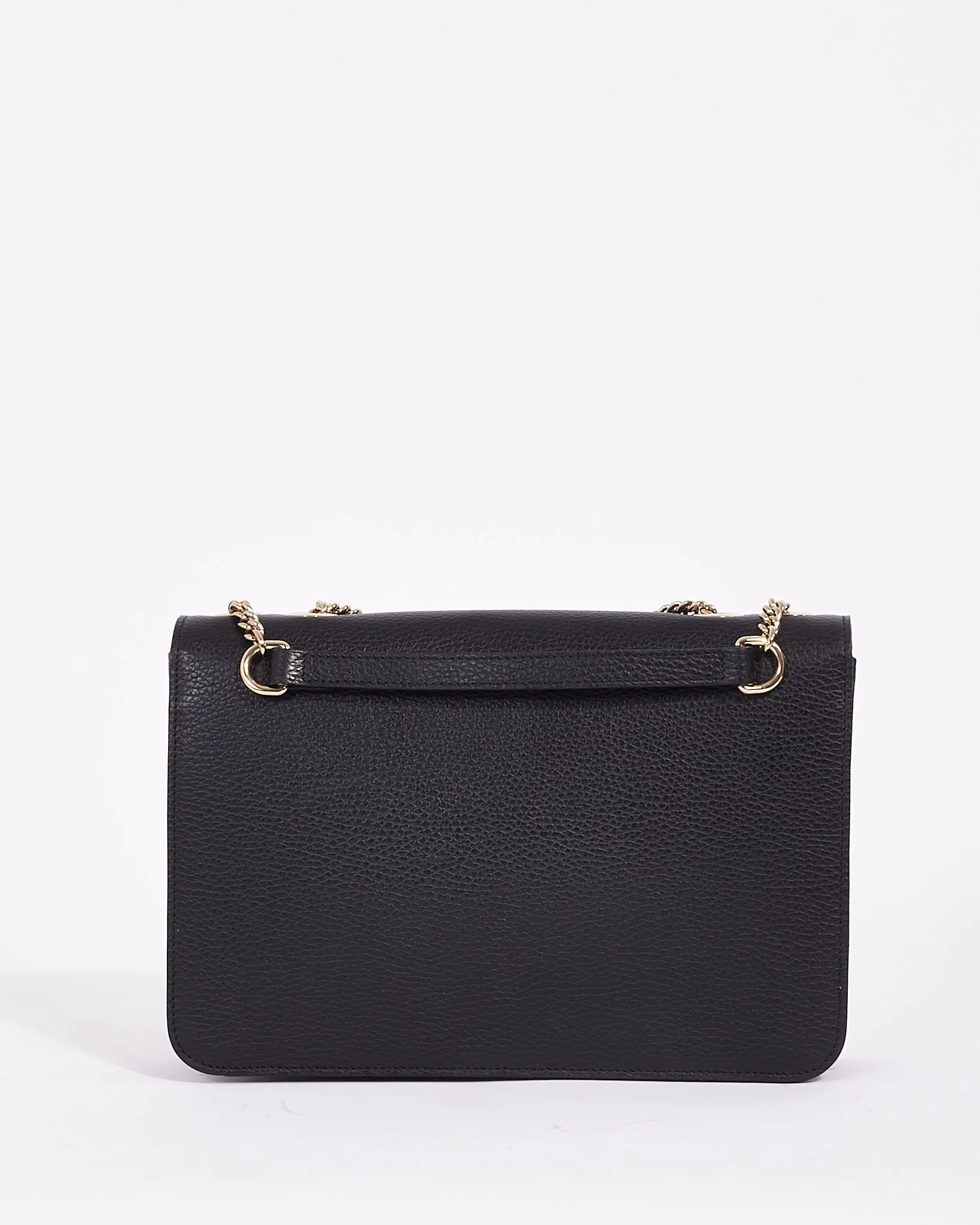 Gucci Black Leather Interlocking G Dollar Flap Shoulder Bag