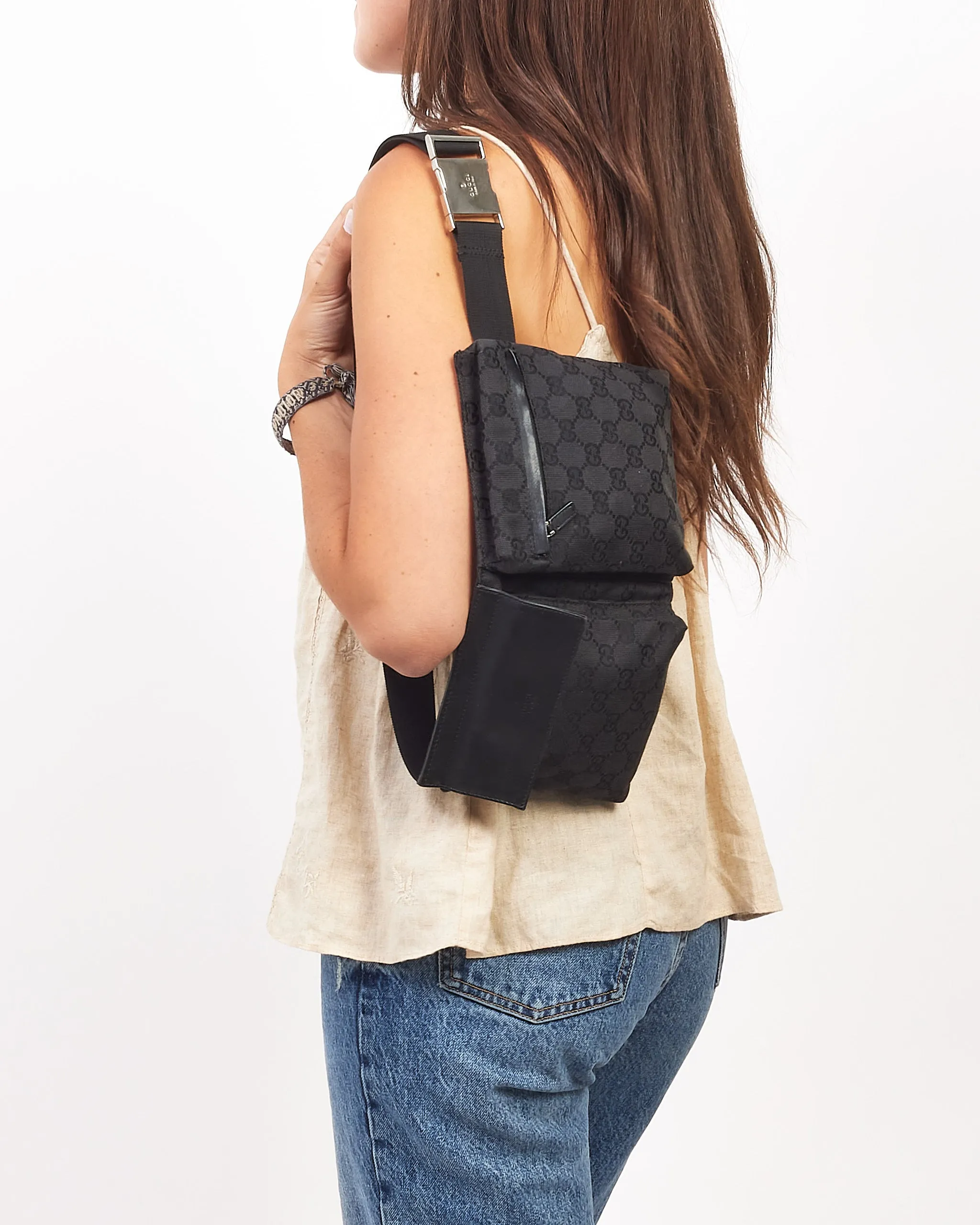 Gucci Black Monogram Canvas Belt Bag