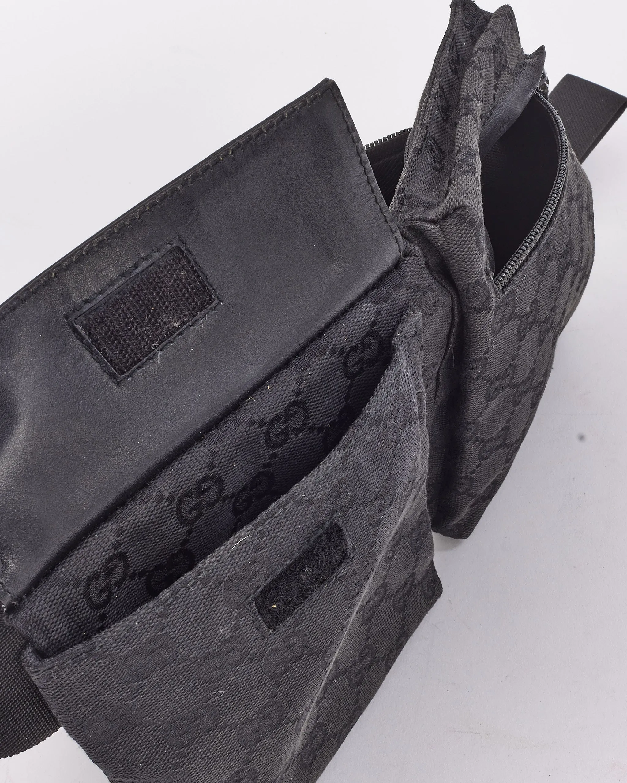 Gucci Black Monogram Canvas Belt Bag