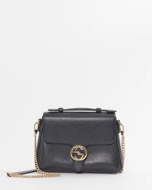 Gucci Black Pebbled Leather Interlocking G Dollar Convertible Shoulder bag