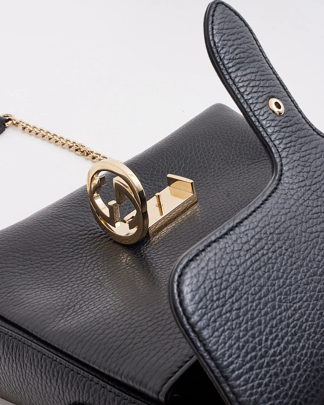 Gucci Black Pebbled Leather Interlocking G Dollar Convertible Shoulder bag