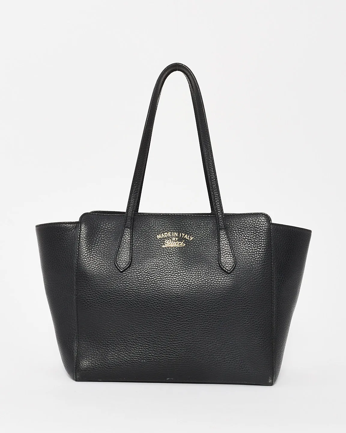 Gucci Black Pebbled Leather Small Swing Tote