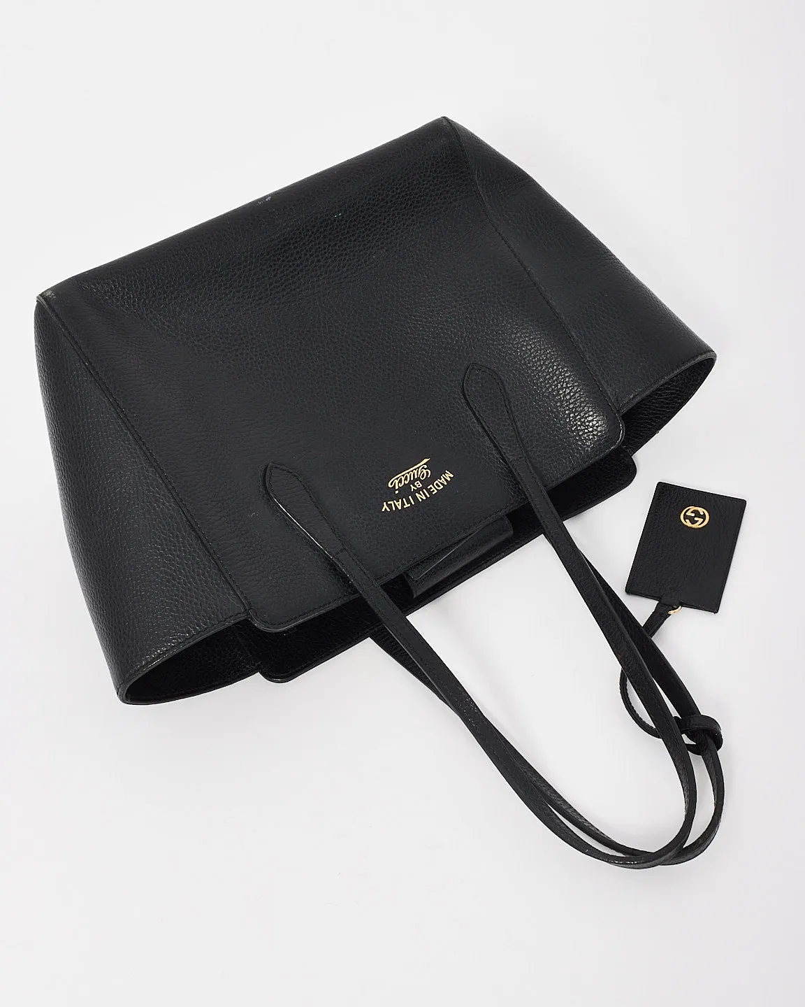 Gucci Black Pebbled Leather Small Swing Tote