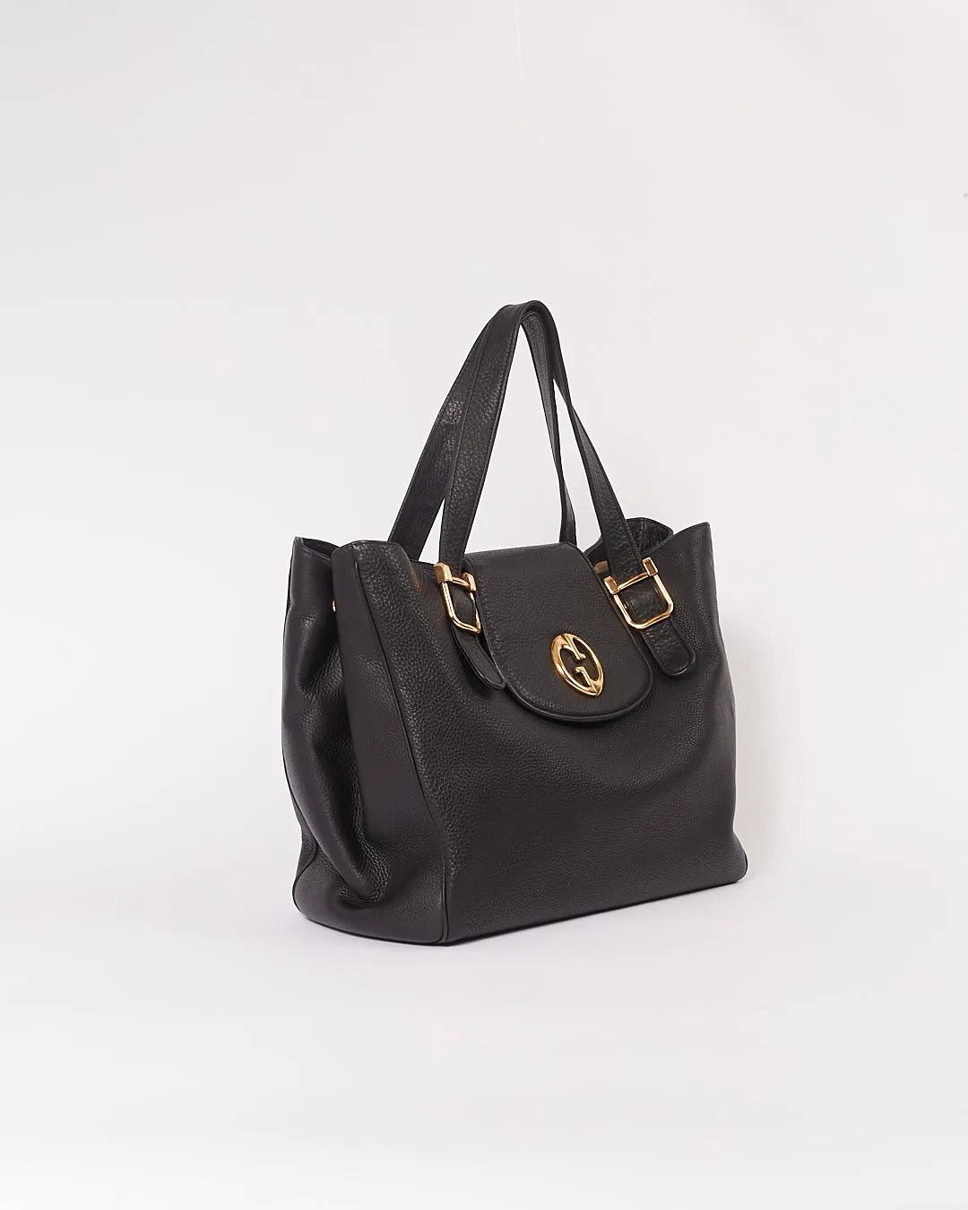 Gucci Black Pebbled Leather Tote Bag