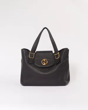 Gucci Black Pebbled Leather Tote Bag