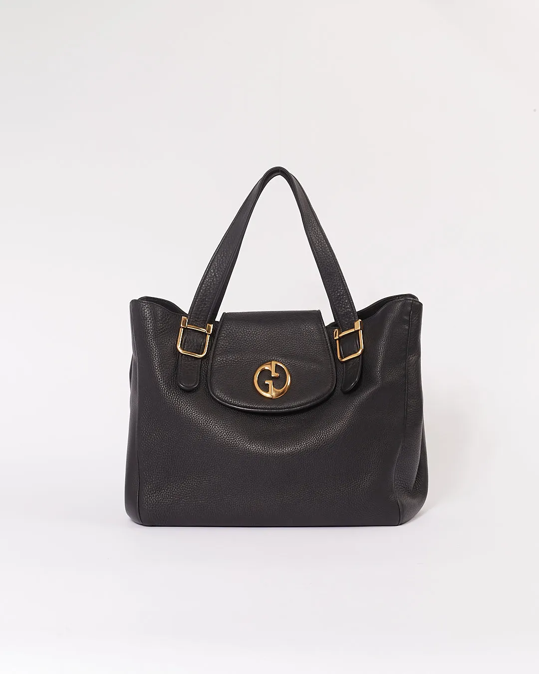 Gucci Black Pebbled Leather Tote Bag