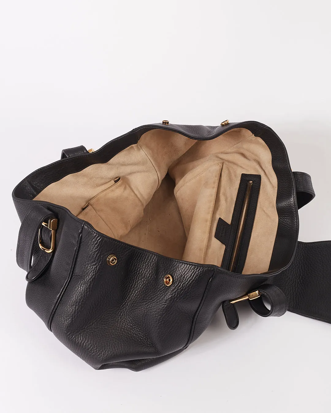 Gucci Black Pebbled Leather Tote Bag