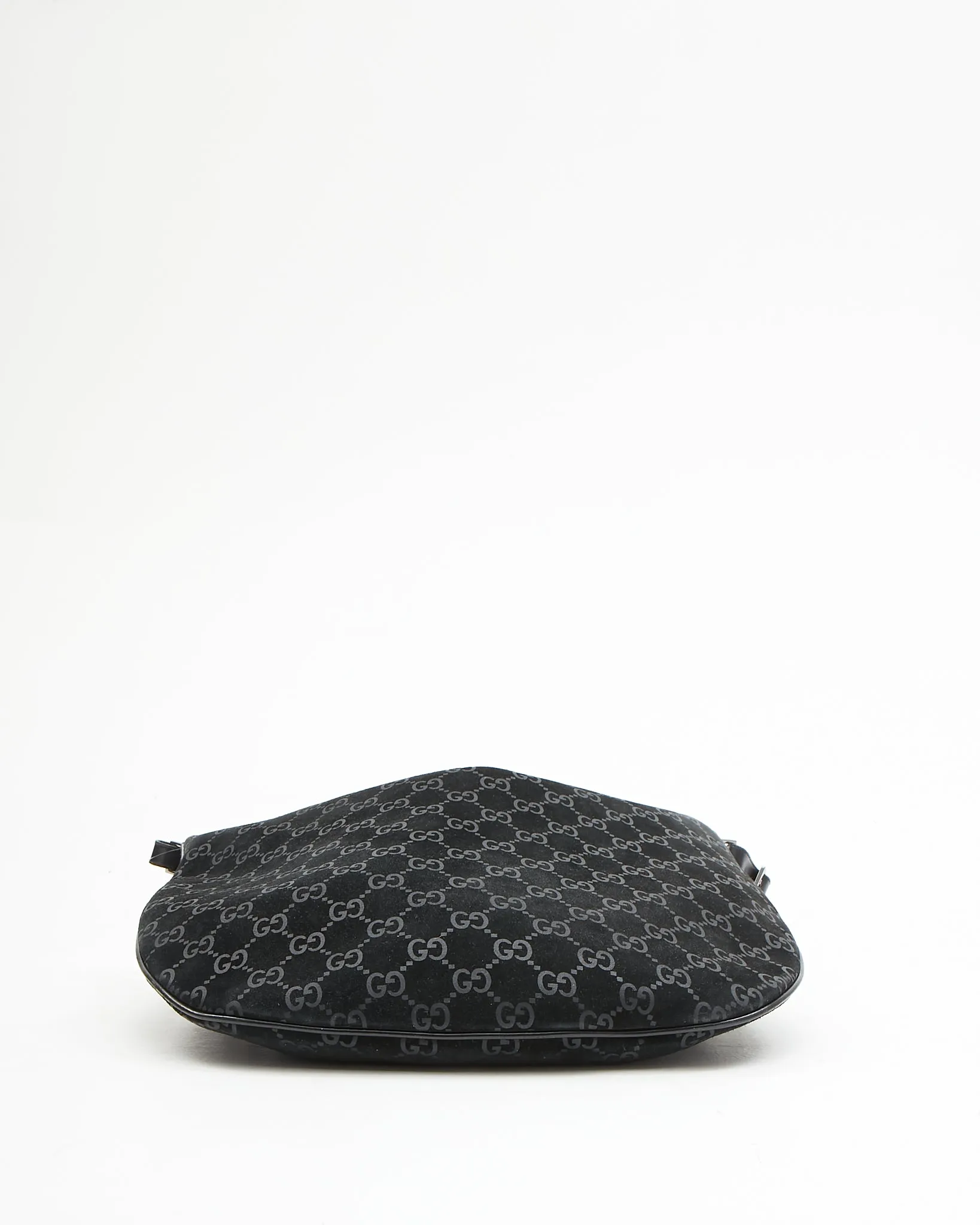 Gucci Black Suede GG Monogram Hobo Shoulder Bag