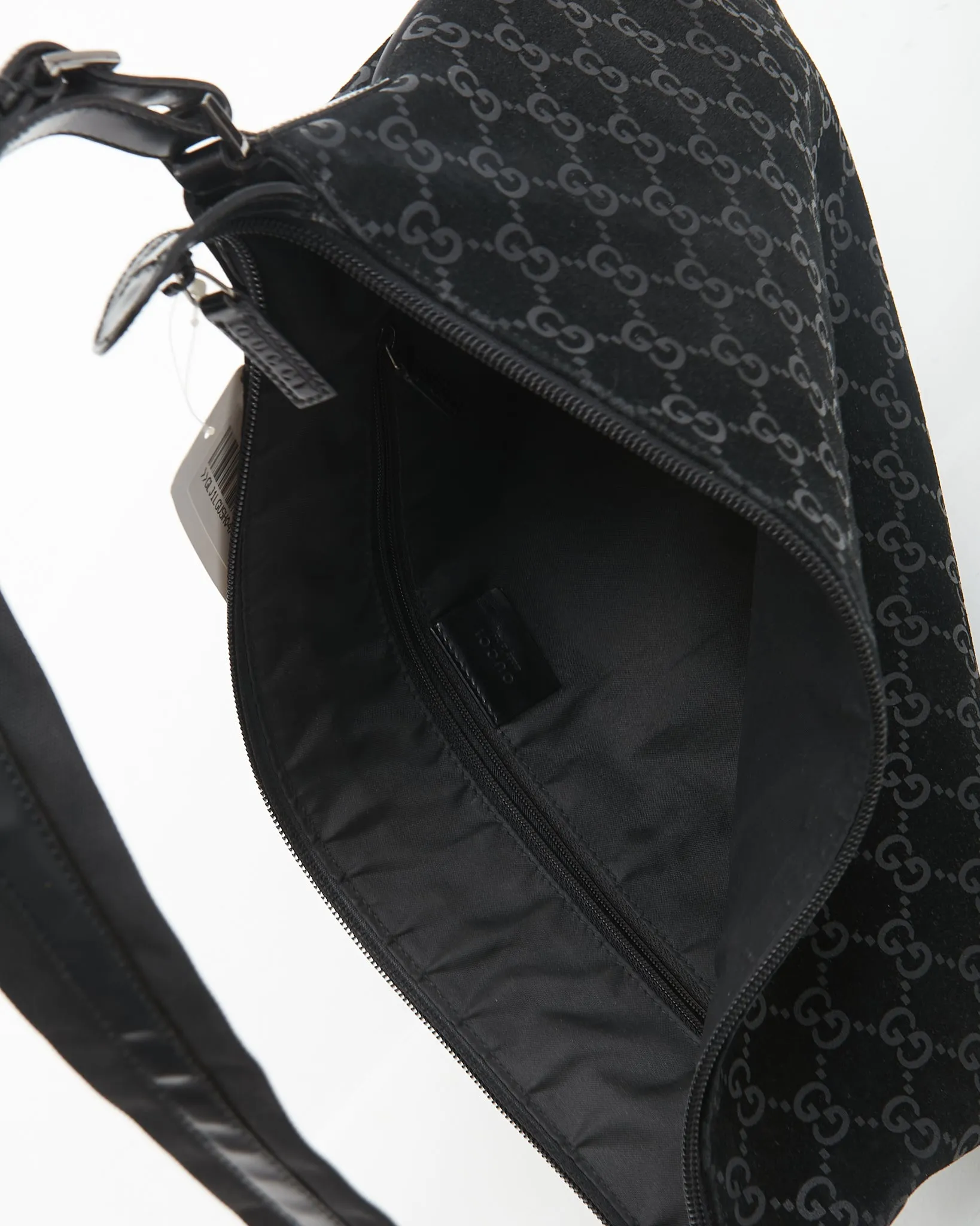 Gucci Black Suede GG Monogram Hobo Shoulder Bag
