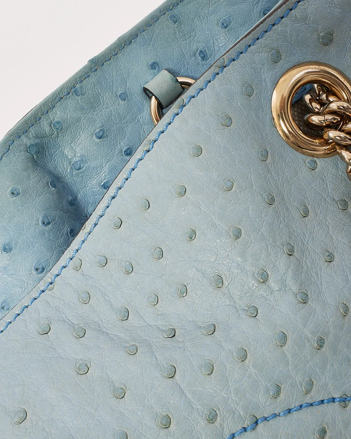 Gucci Blue Ostrich Leather Soho Chain Shoulder Bag