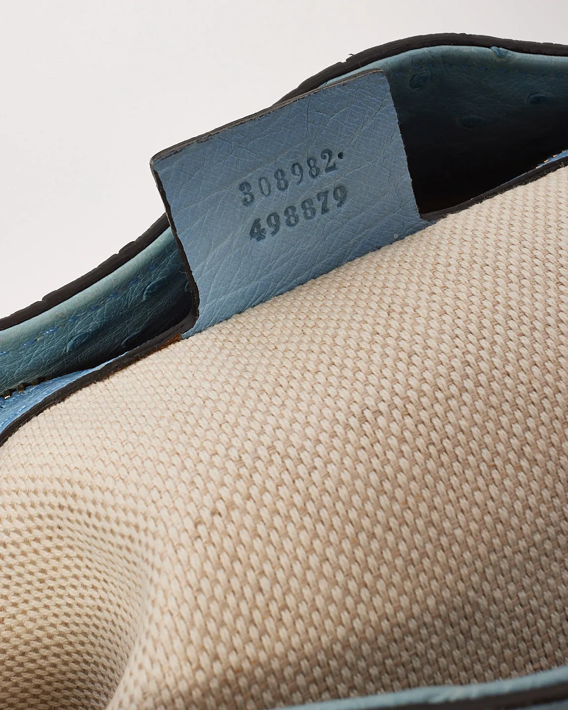 Gucci Blue Ostrich Leather Soho Chain Shoulder Bag