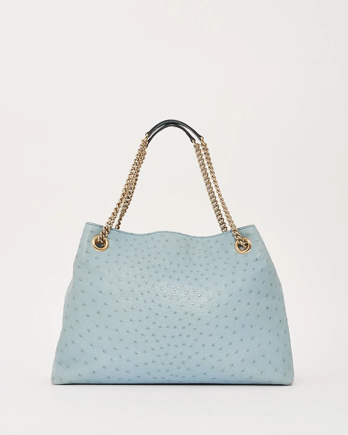 Gucci Blue Ostrich Leather Soho Chain Shoulder Bag