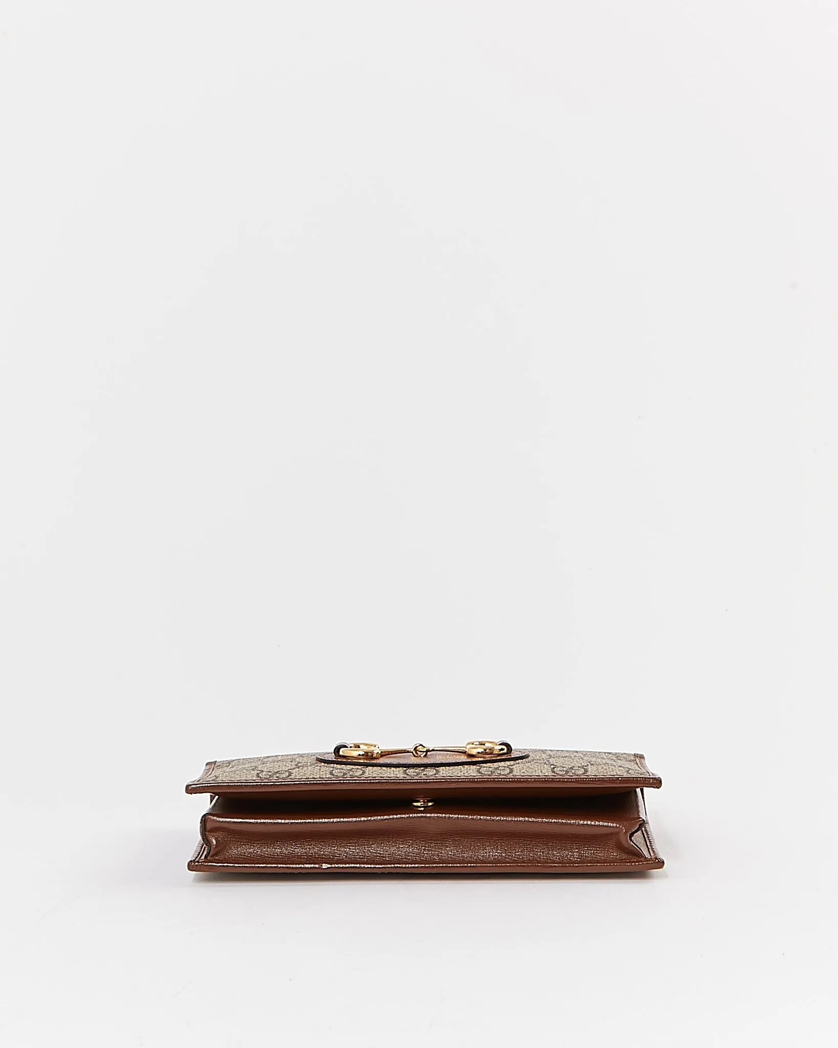 Gucci Brown GG Supreme 1955 Horsebit Wallet On Chain