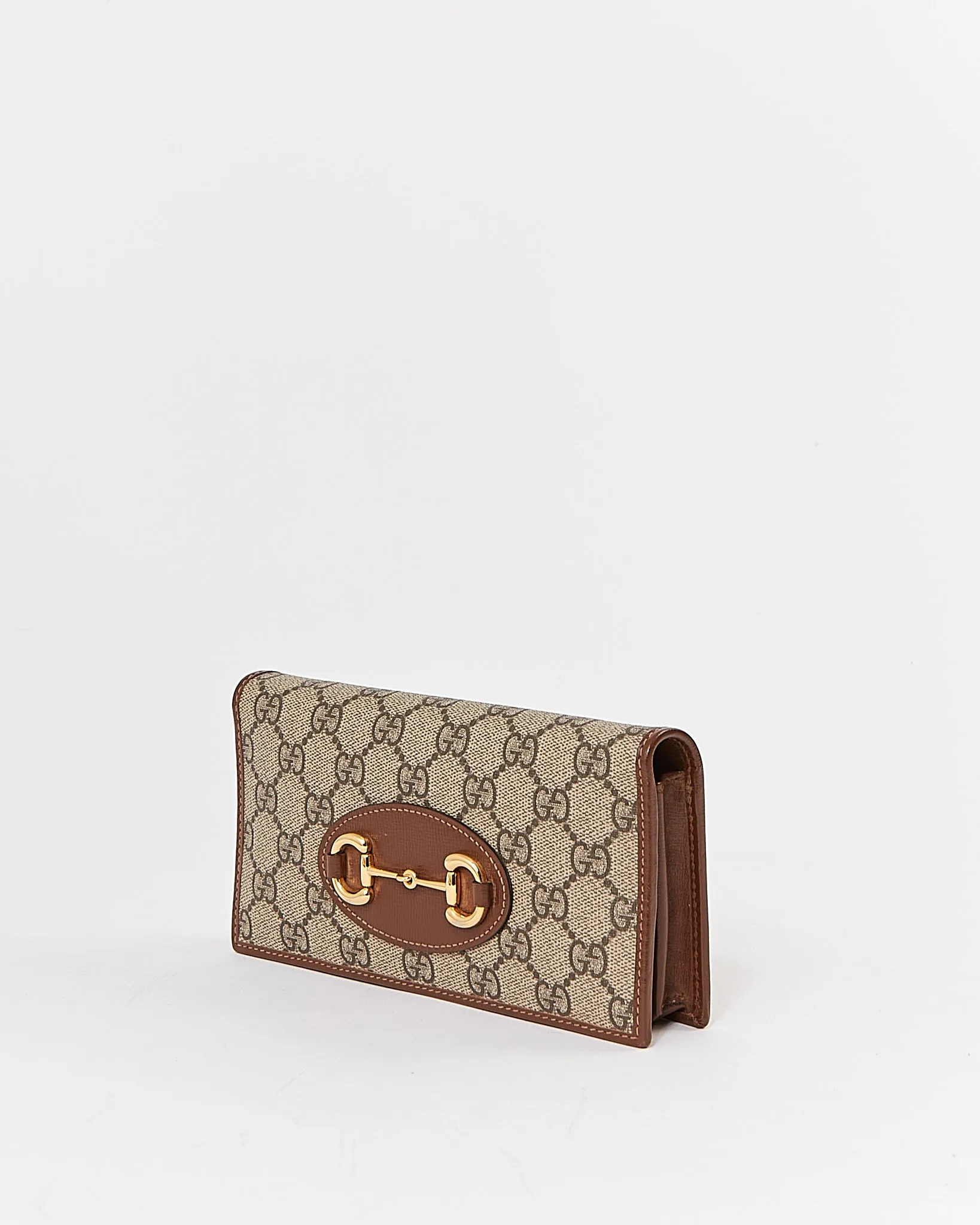 Gucci Brown GG Supreme 1955 Horsebit Wallet On Chain