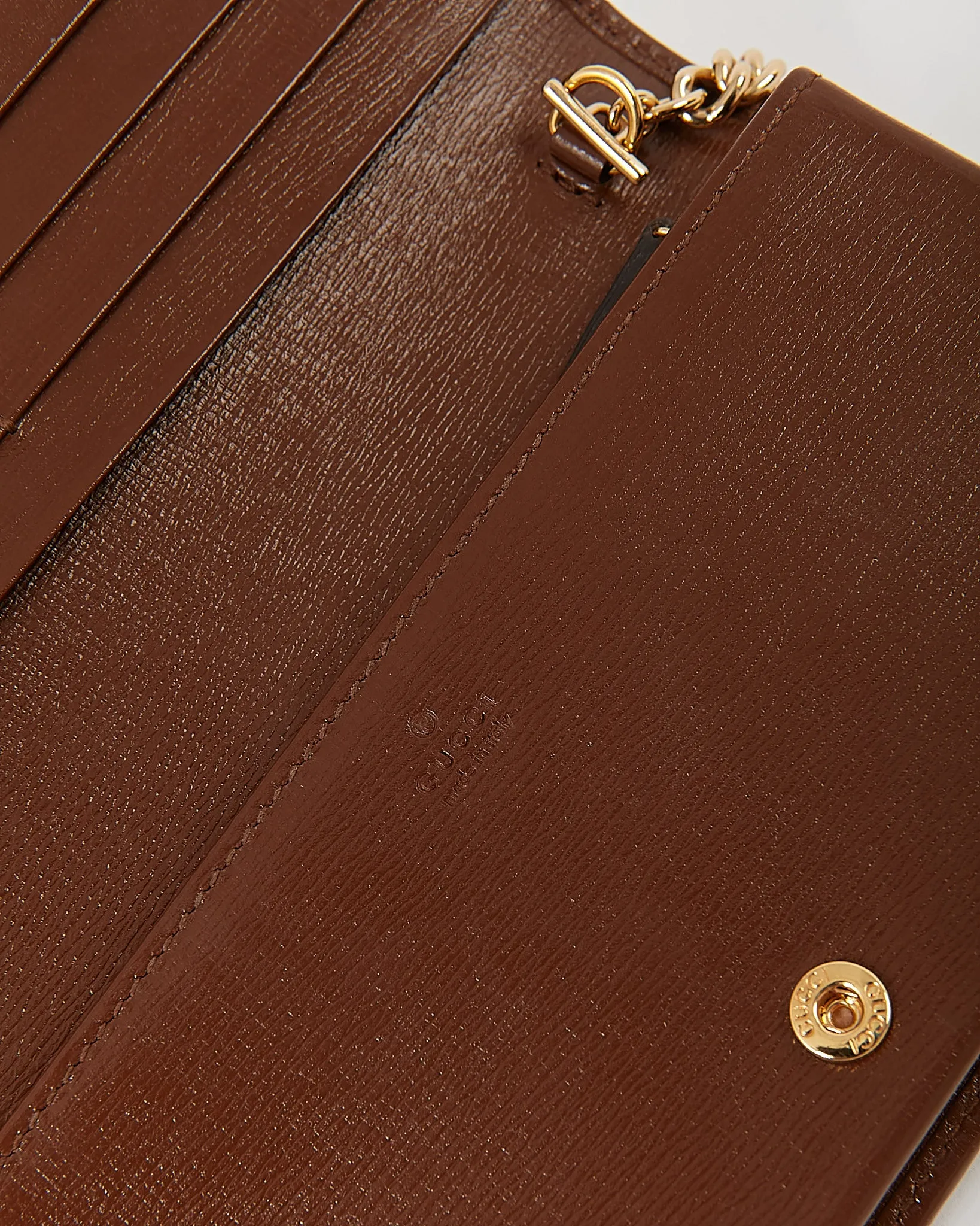 Gucci Brown GG Supreme 1955 Horsebit Wallet On Chain