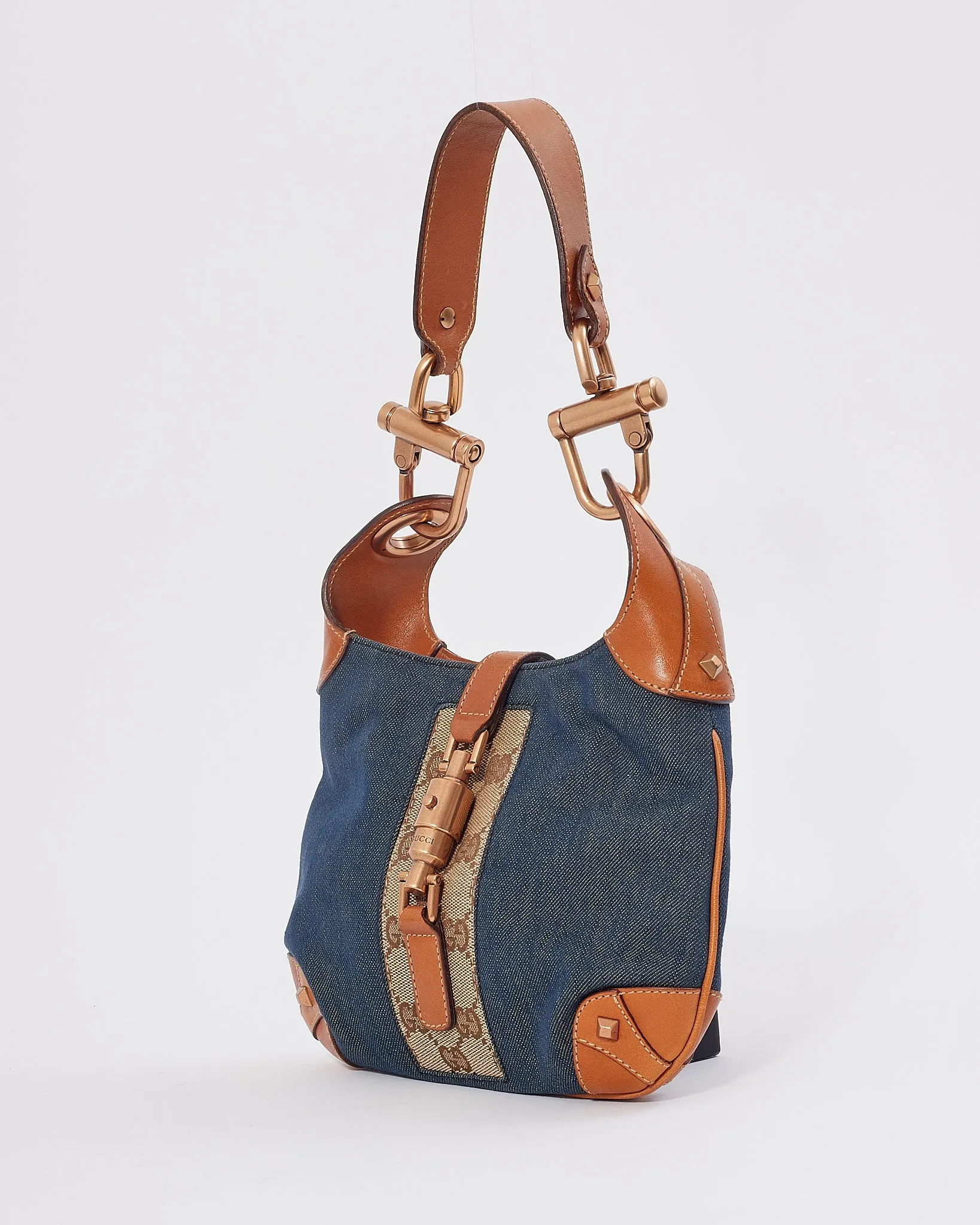 Gucci Denim GG Print Mini Jackie Shoulder Bag