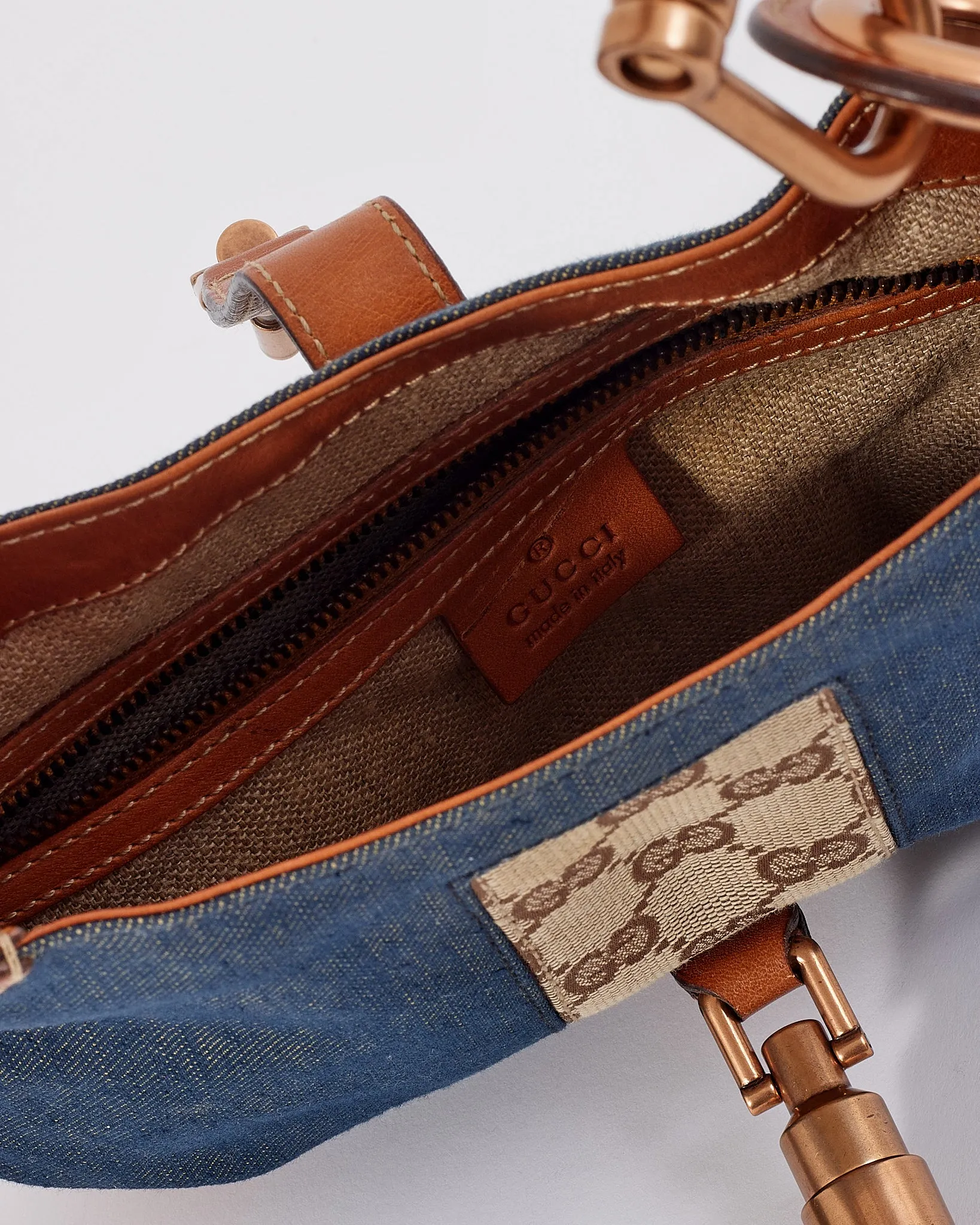 Gucci Denim GG Print Mini Jackie Shoulder Bag