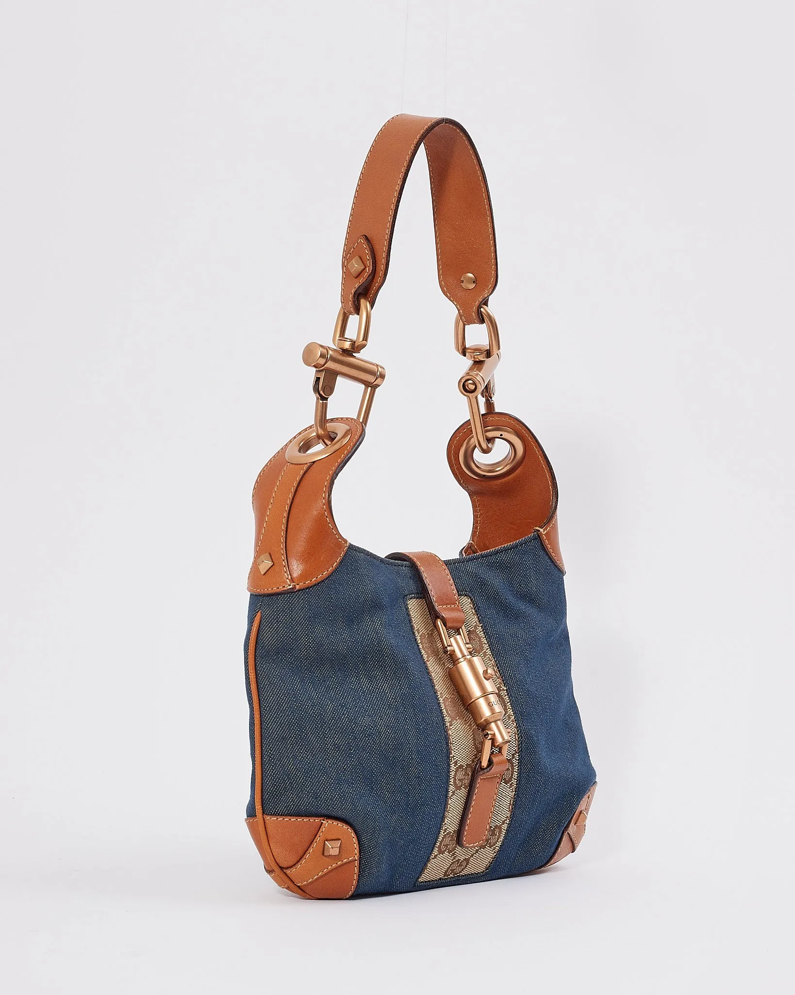 Gucci Denim GG Print Mini Jackie Shoulder Bag