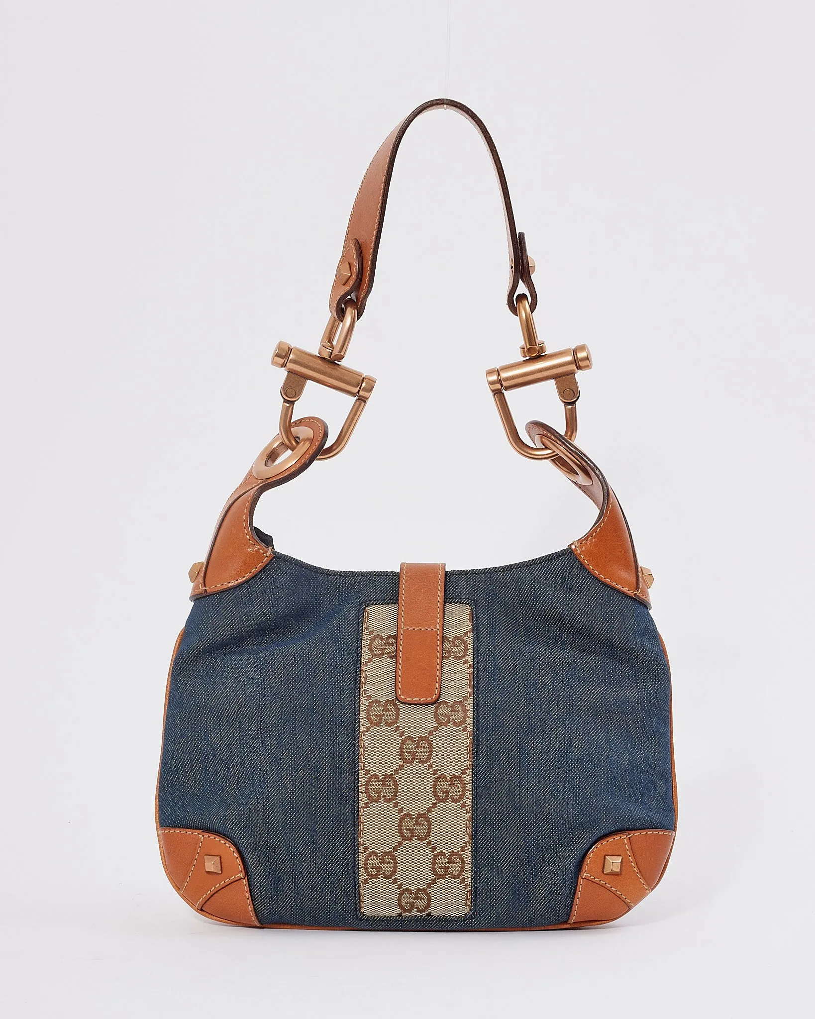 Gucci Denim GG Print Mini Jackie Shoulder Bag