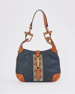 Gucci Denim GG Print Mini Jackie Shoulder Bag