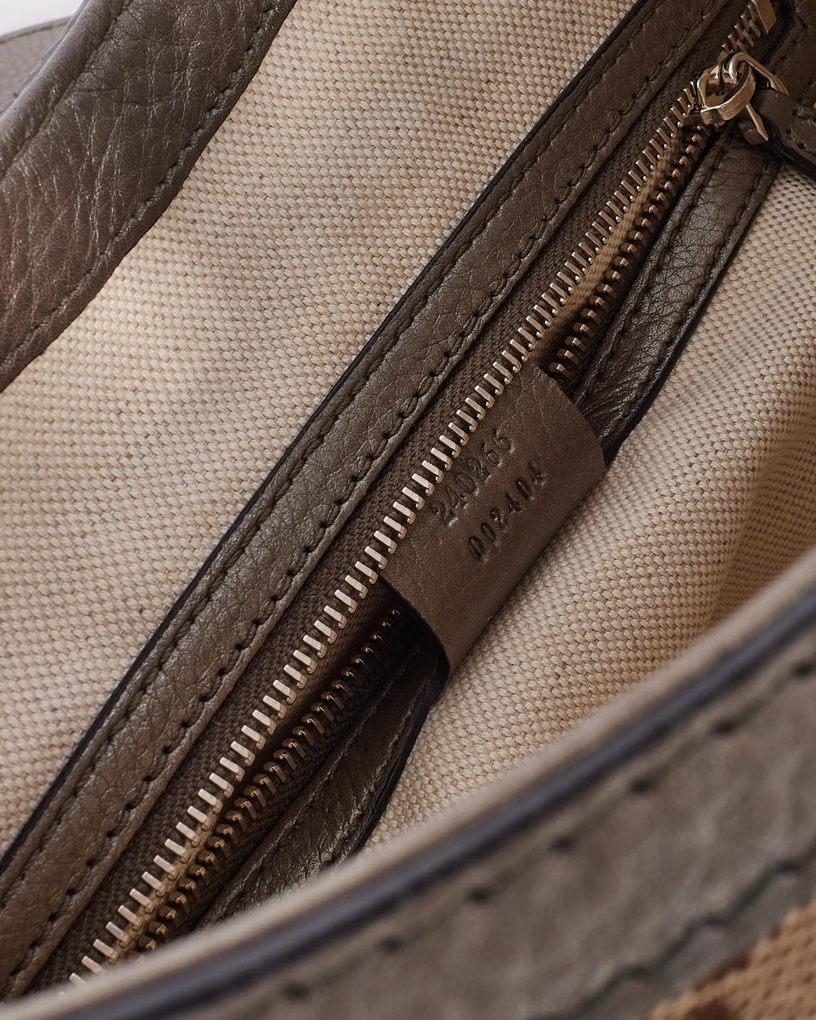 Gucci Metallic Silver Brown Canvas GG Horsebit Bamboo Tassel Bag