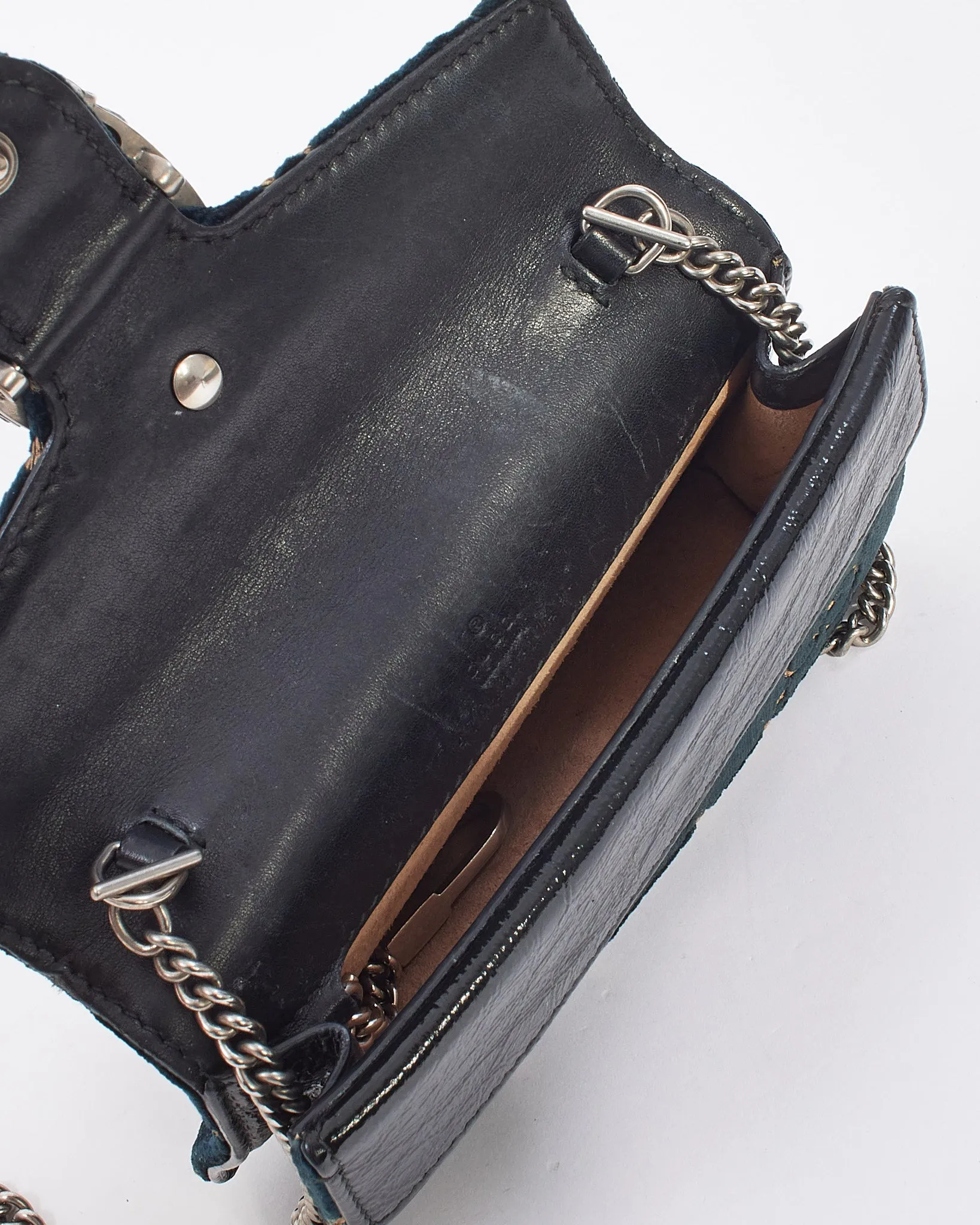 Gucci Navy Velvet Monogram Super Mini Dionysus Bag