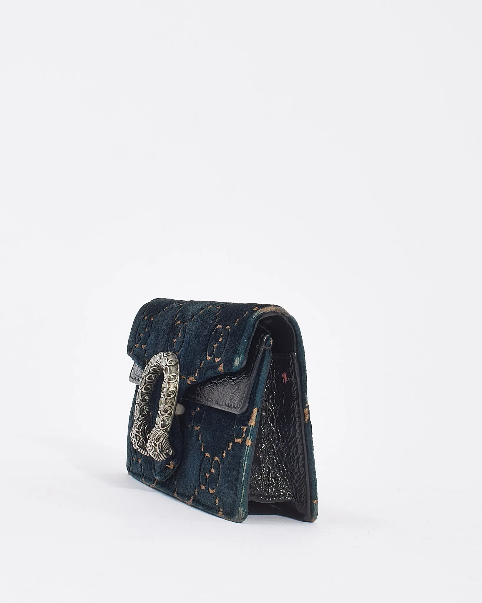 Gucci Navy Velvet Monogram Super Mini Dionysus Bag