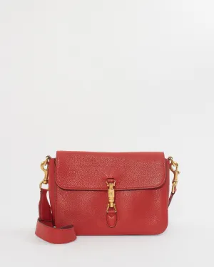 Gucci Red Soft Leather Jackie Flap Crossbody Bag