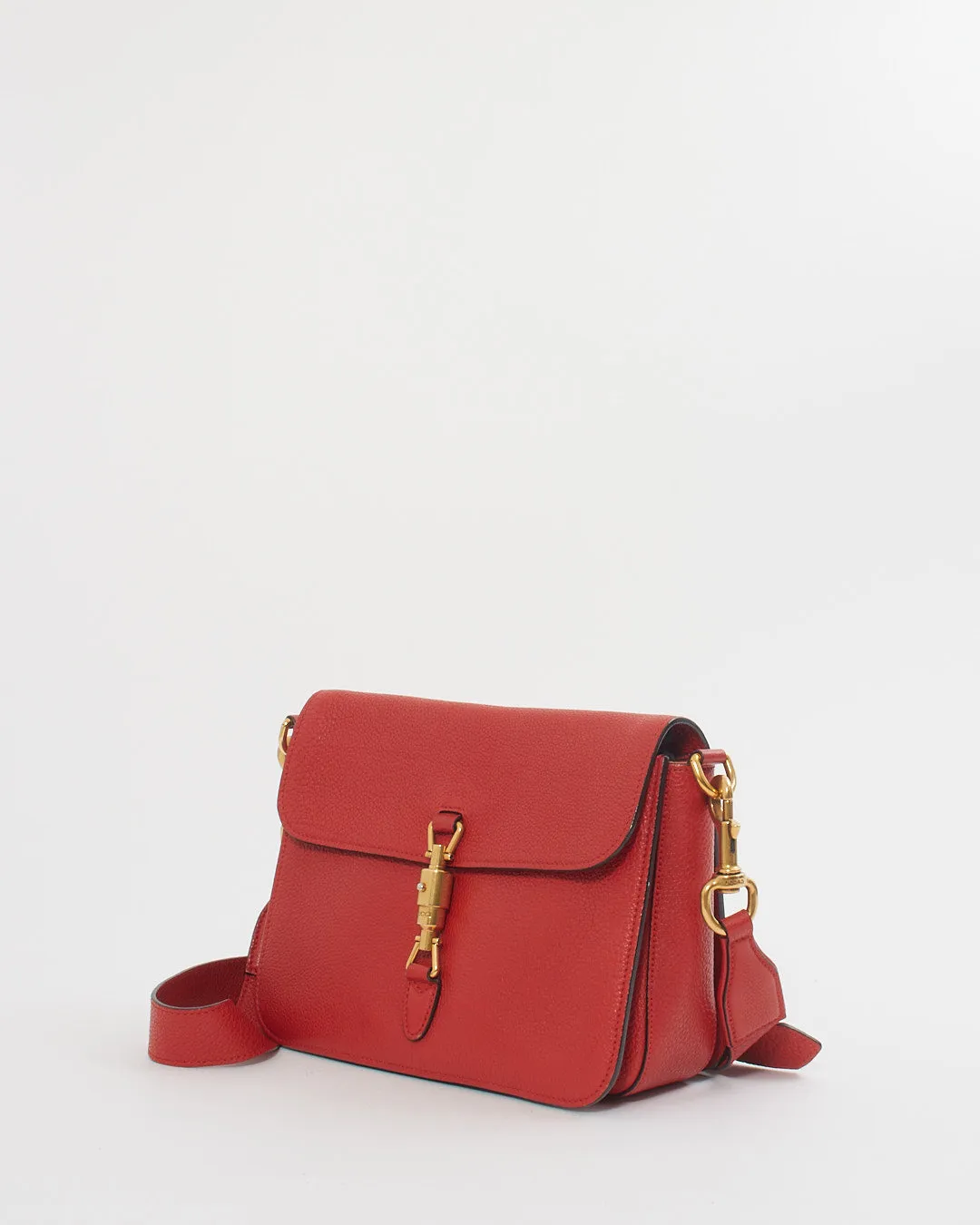 Gucci Red Soft Leather Jackie Flap Crossbody Bag