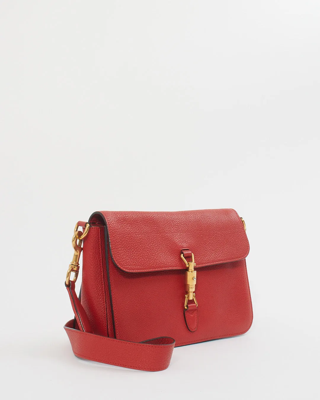 Gucci Red Soft Leather Jackie Flap Crossbody Bag