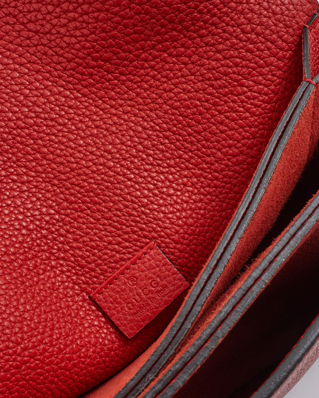 Gucci Red Soft Leather Jackie Flap Crossbody Bag