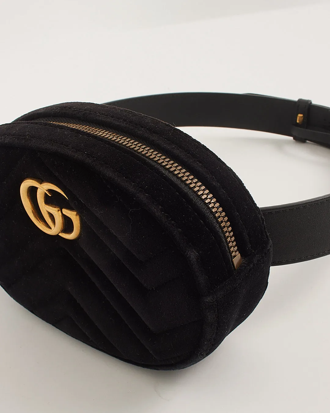 Gucci Velvet Matelasse GG Marmont Belt Bag - 75/30