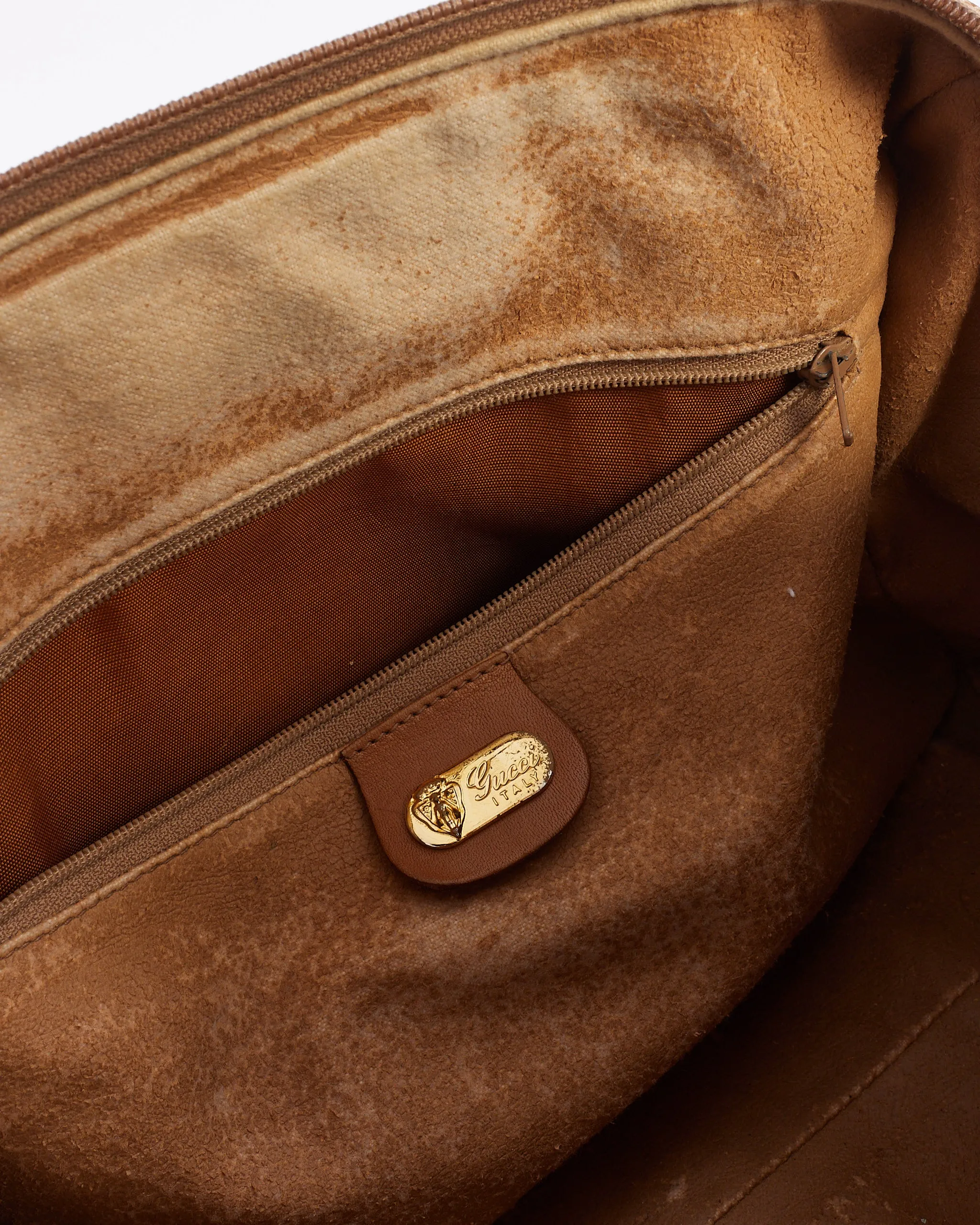 Gucci Vintage Beige Web Detail Boston Bag