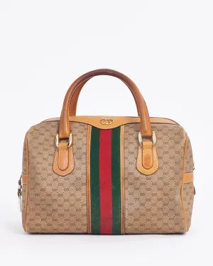 Gucci Vintage Beige Web Detail Boston Bag