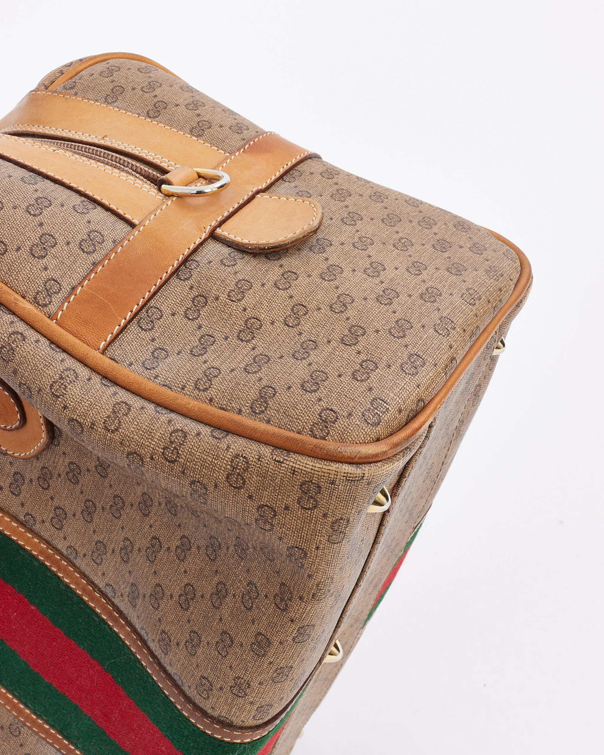 Gucci Vintage Beige Web Detail Boston Bag