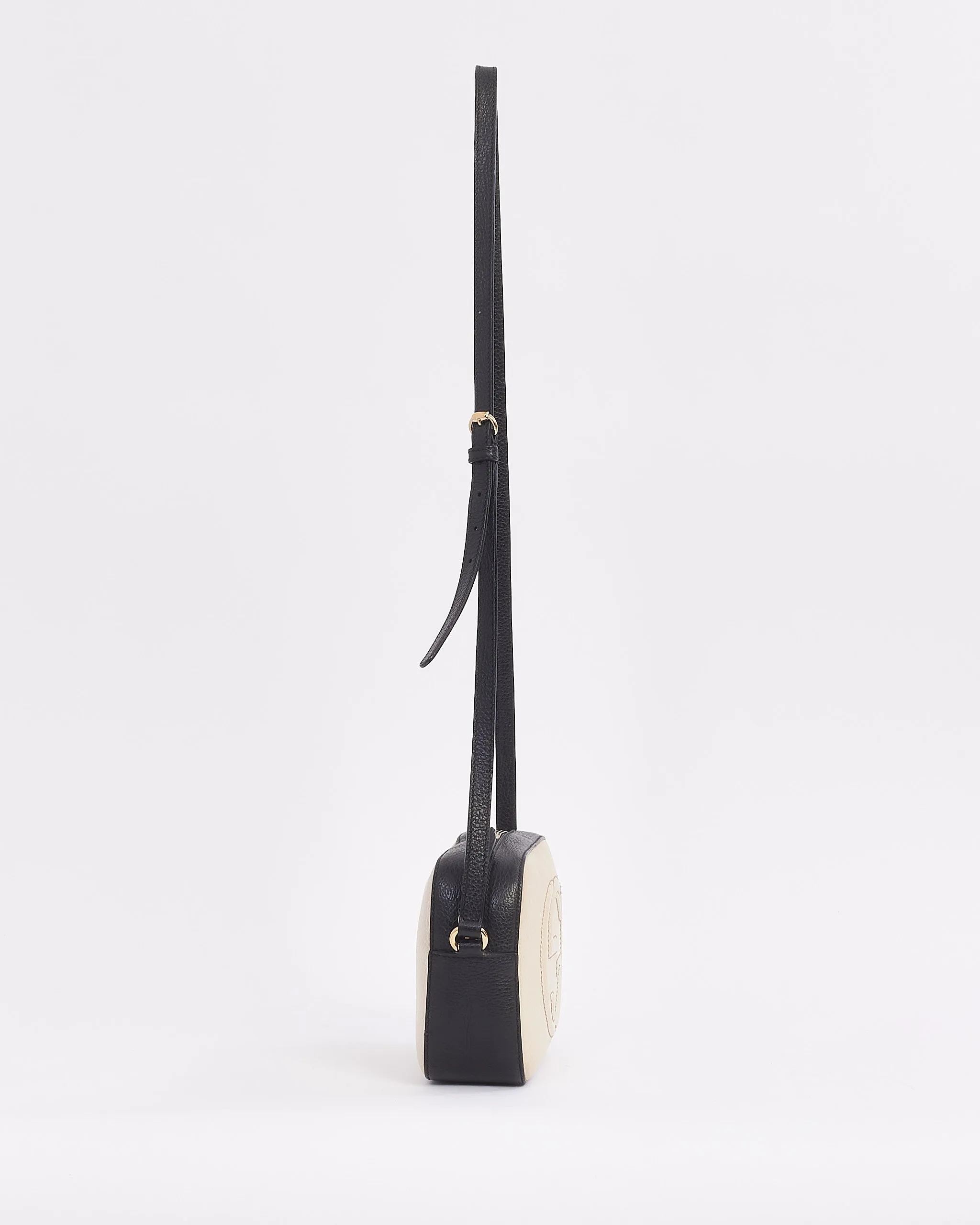 Gucci White and Black Leather GG Soho Disco Crossbody Bag