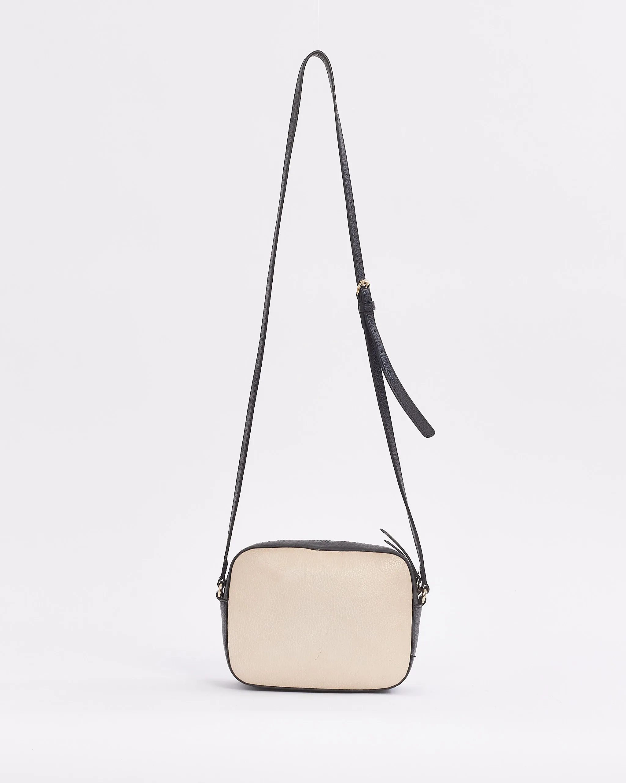 Gucci White and Black Leather GG Soho Disco Crossbody Bag