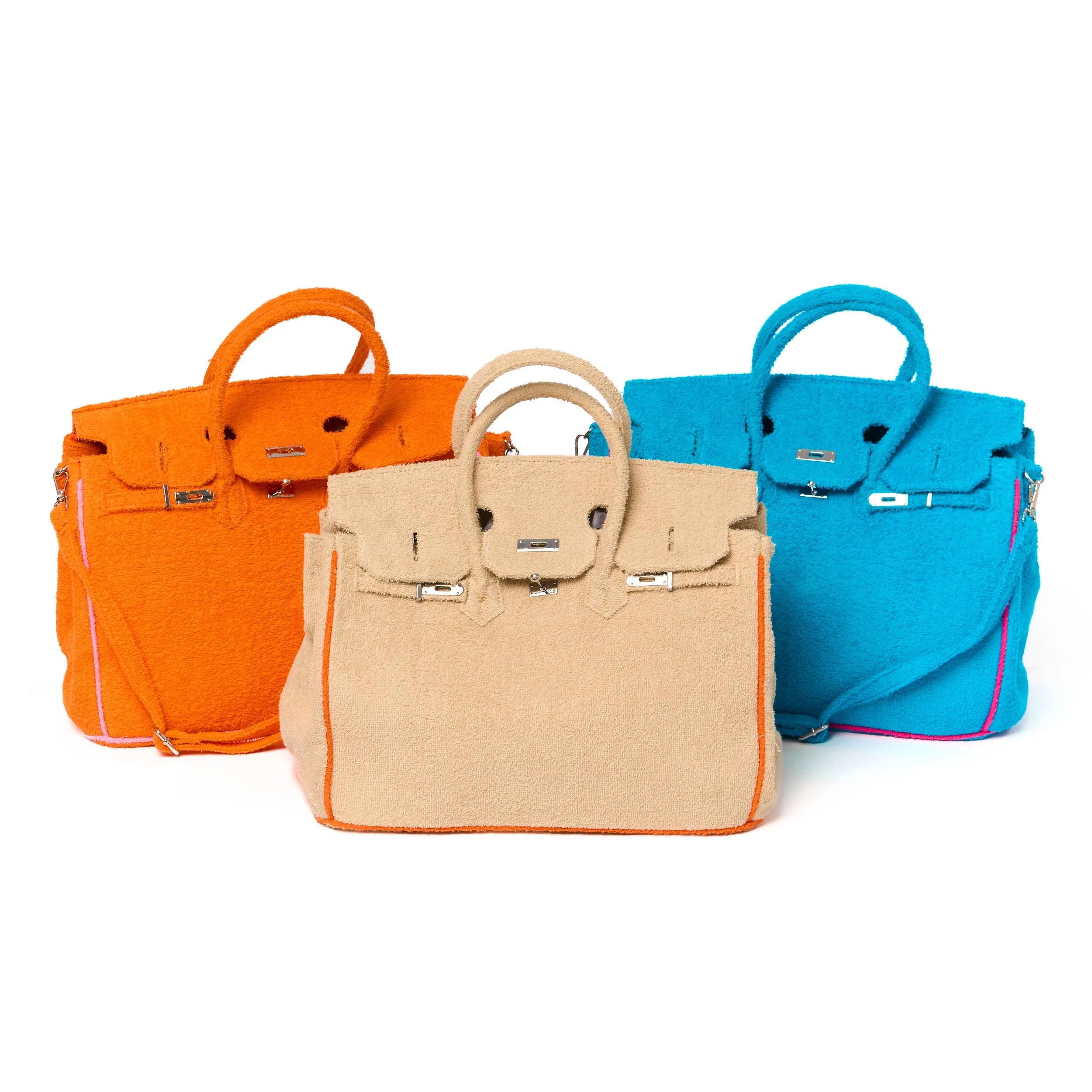 Hampton's "Designer" Inspired Tote Bag - 3 colors !!!: Khaki/Orange