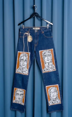 Hand Painted 'Portrait' Jeans - 30 Waist