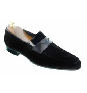 Handmade Black Suede Casual Loafers for Men