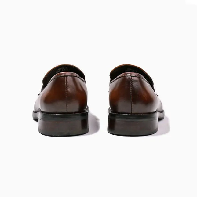 Handmade Cow Leather Penny Loafer Shoes for Men
