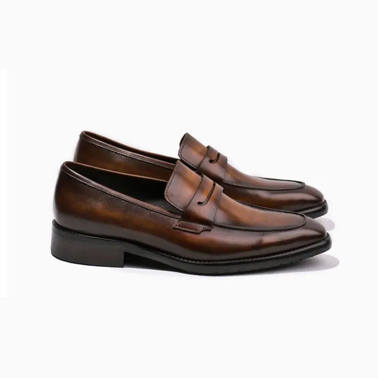Handmade Cow Leather Penny Loafer Shoes for Men