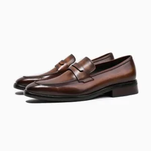 Handmade Cow Leather Penny Loafer Shoes for Men