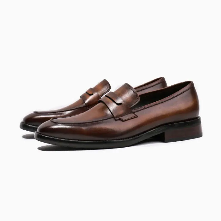 Handmade Cow Leather Penny Loafer Shoes for Men
